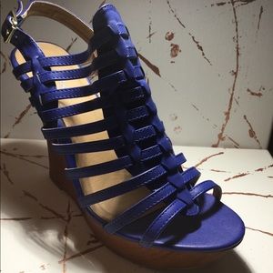 Blue Strappy Wedge Sandal
